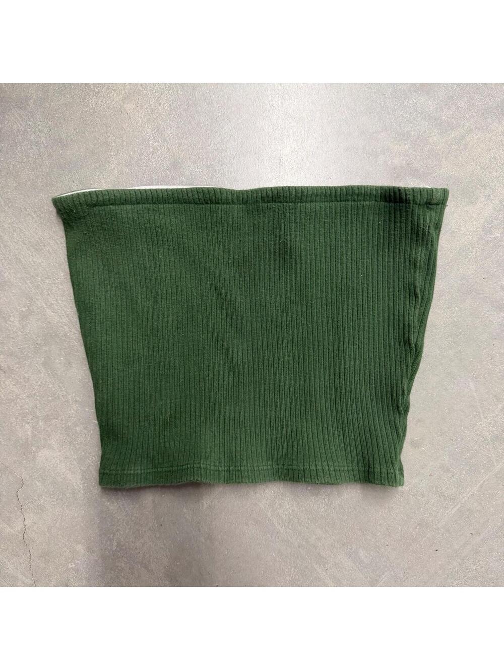2000's Urban Outfitters Green Ribbed Strapless Tube Crop Top Women’s S Petite